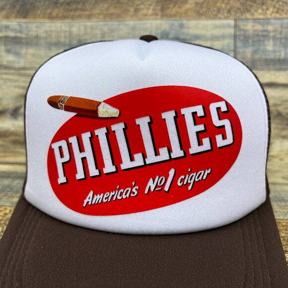 Phillies Cigar Mens Trucker Hat Brown Snapback Vintage Logo 1950s Retro Ball Cap - Picture 4 of 8